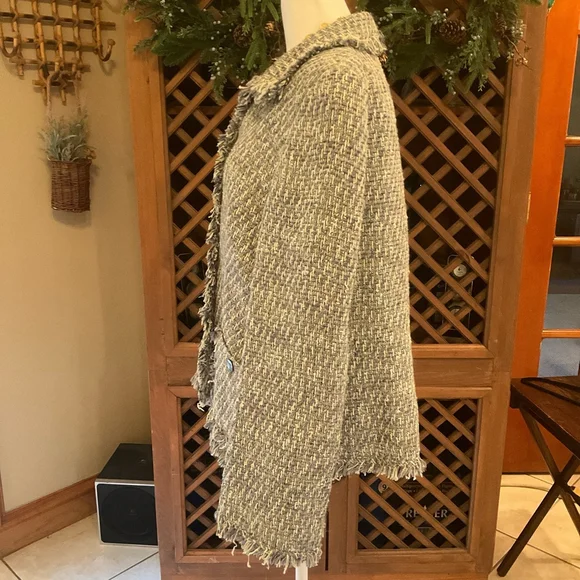 Santorelli Italy Purple Tweed Fringe Jacket Blazer Made in Italy Size 16 - Picture 4 of 6